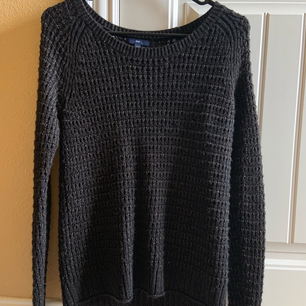 black sweater with gold glitter